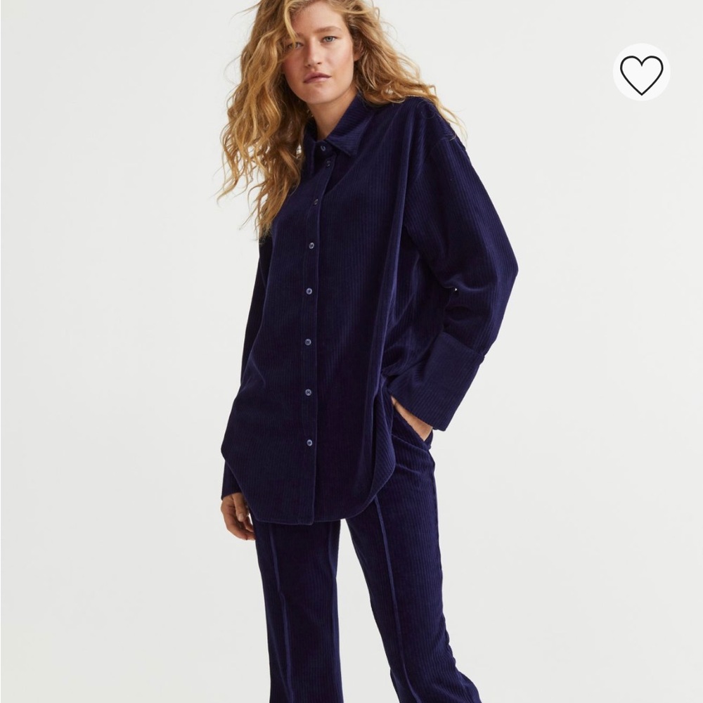 Ribbed Velour Shirt + Pants in Dark Blue 💙
